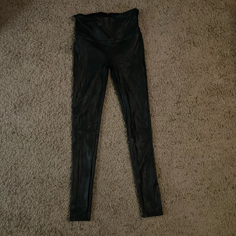 Faux leather spanx leggings. Tag is missing. Size S/M